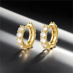 Gold Iced Out Huggie Hoop Earrings Zircon