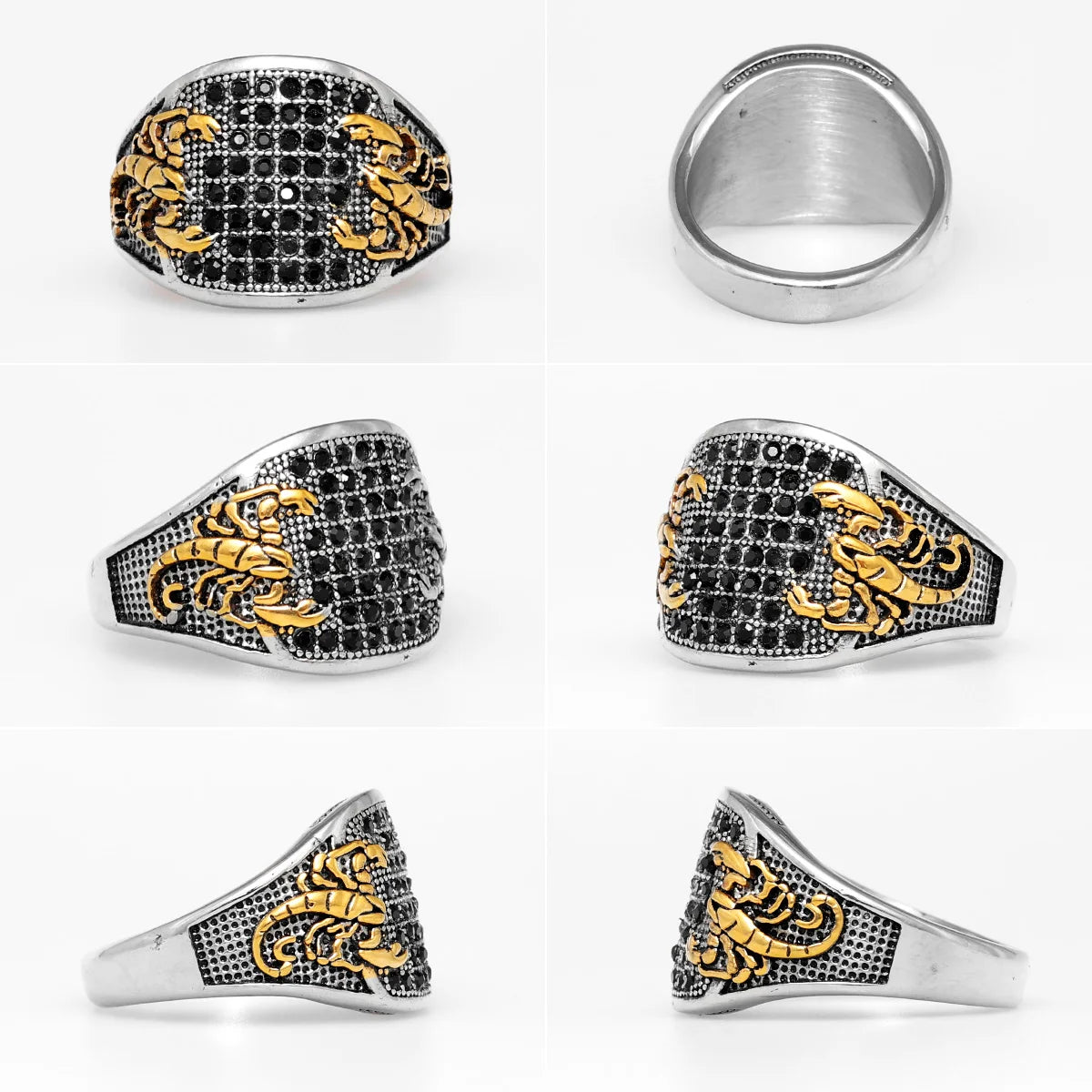 Scorpion Inlaid Rhinestone Ring for Men — Stainless Steel