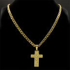 Stainless Steel Cross Jesus Pendant Necklace for Men Gold Color Hip Hop Cuban Chain Religious Crucifix Necklaces
