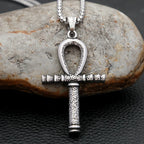 Cross Anubis Steel Pendant Vintage Egyptian Eye