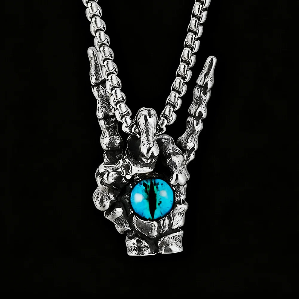 Silver Box Chain Pendant Necklace Victory Hand