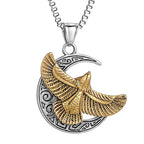Eagle Moon Pendant Necklace — Stainless Steel