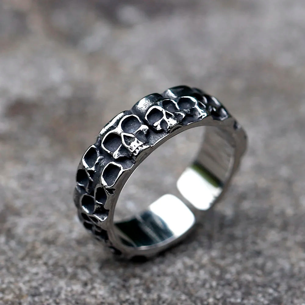 2022 NEW Men's 316L stainless-steel rings Simple skull biker RING for teenfashion Jewelry Gifts free shipping