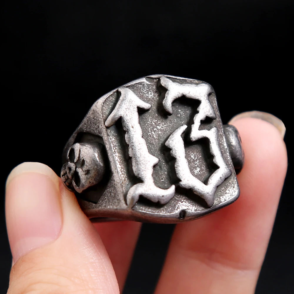 Skull Number Ring — 316L Stainless Steel
