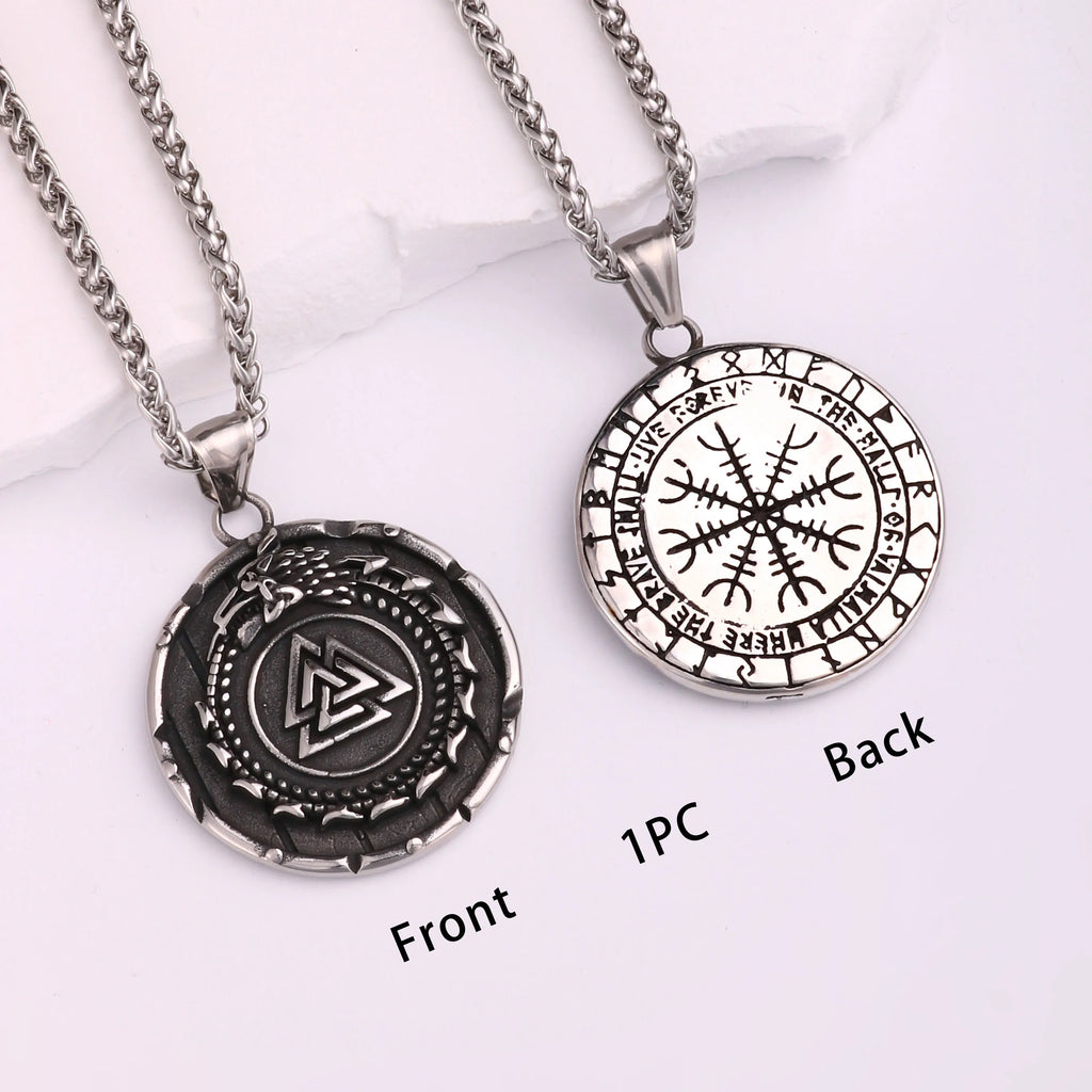 Viking Dragon Stainless Steel Pendant Necklace