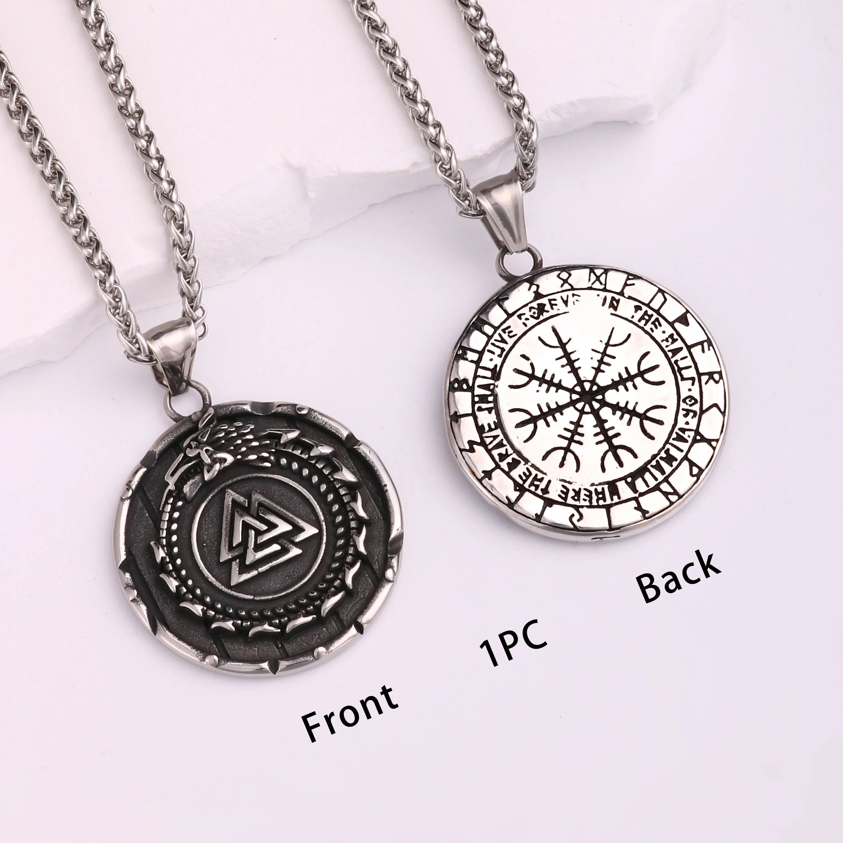 Viking Dragon Stainless Steel Pendant Necklace
