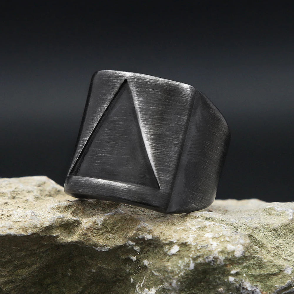 Valknut Steel Ring Vintage Triangle Punk Party