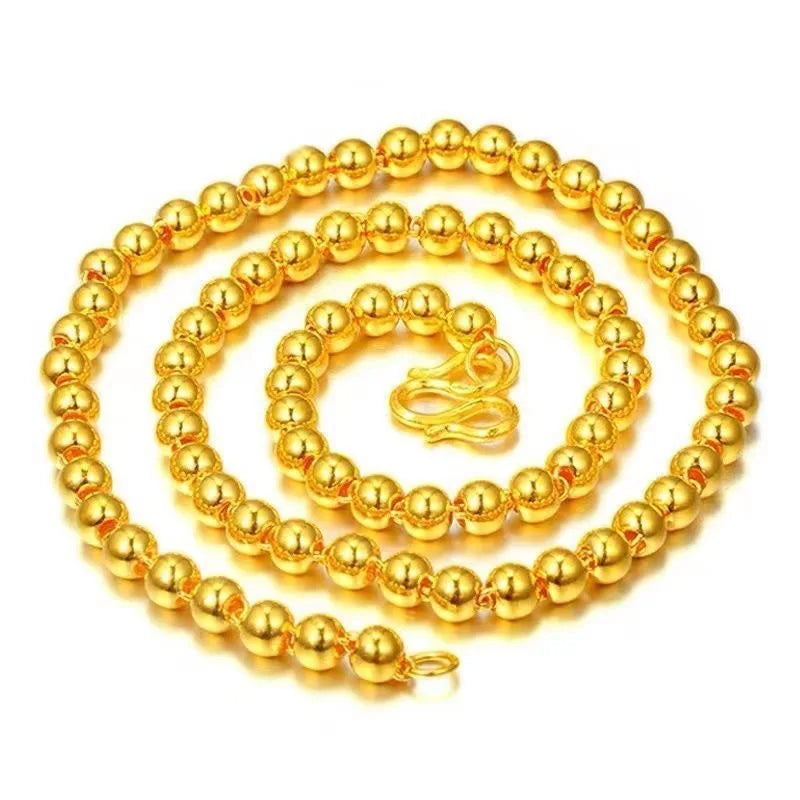 24K Gold AU999 Stylish Bead Necklace Men & Women - Rich hue, fine craft, style & quality combined