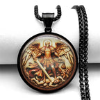 Seal of Seven Archangels Medal Stainless Steel Glass Necklace Seal of Solomon Talisman Necklace Protection Jewelry