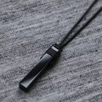 Unisex Natural Black Obsidian Rectangle Pendant Necklace Simple Black Wax Rope Adjustable Length Suitable for Men And Women Idea