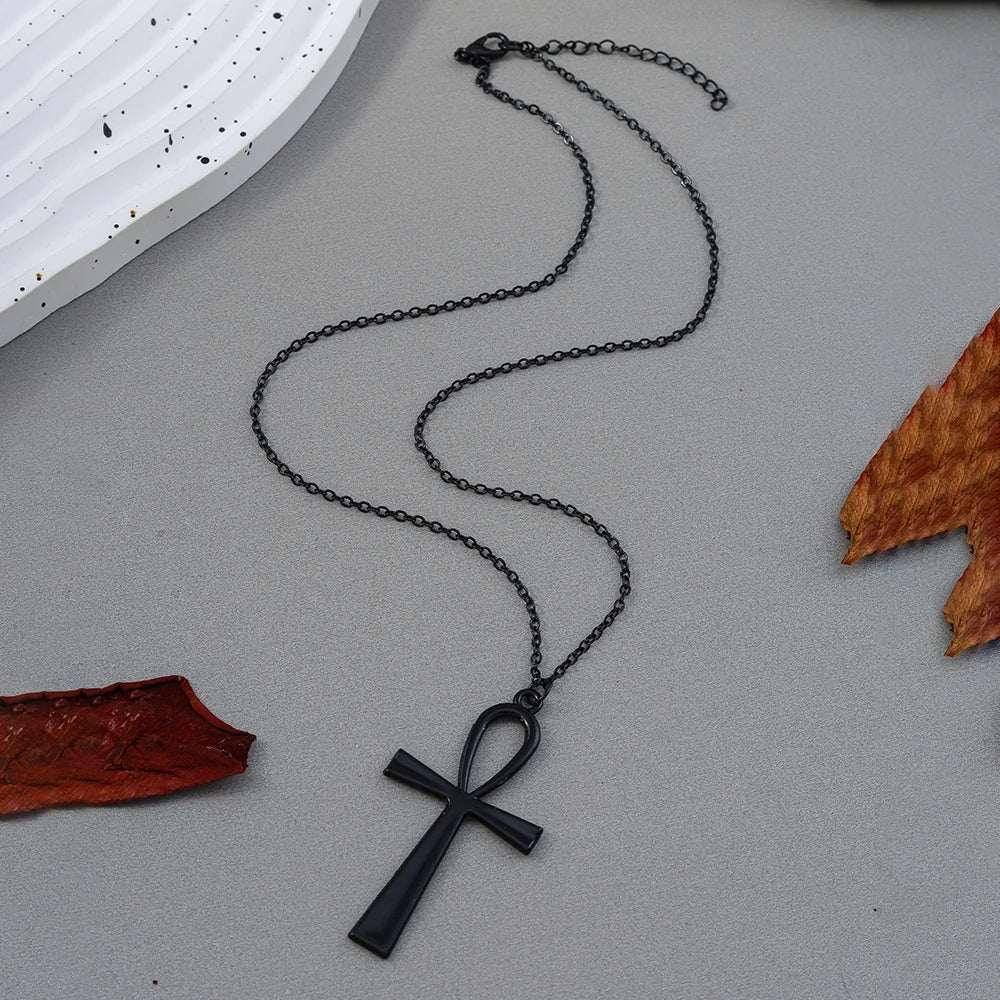 Retro Cross Pendant Necklaces for Women Men Gothic Steampunk Skull Necklace Chain Hip Hop Jewelry Gifts