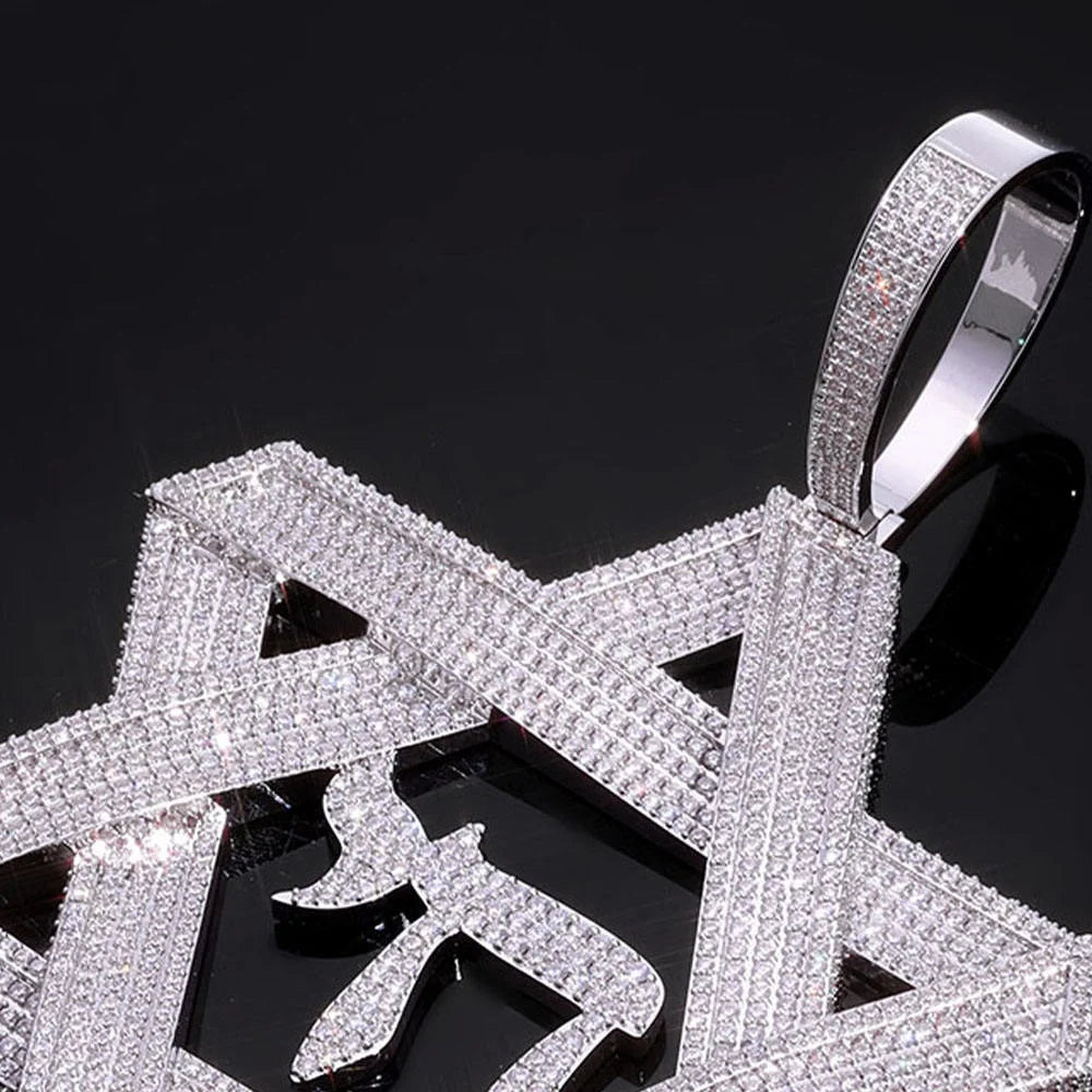 Iced Out Star Pendant Stainless Steel
