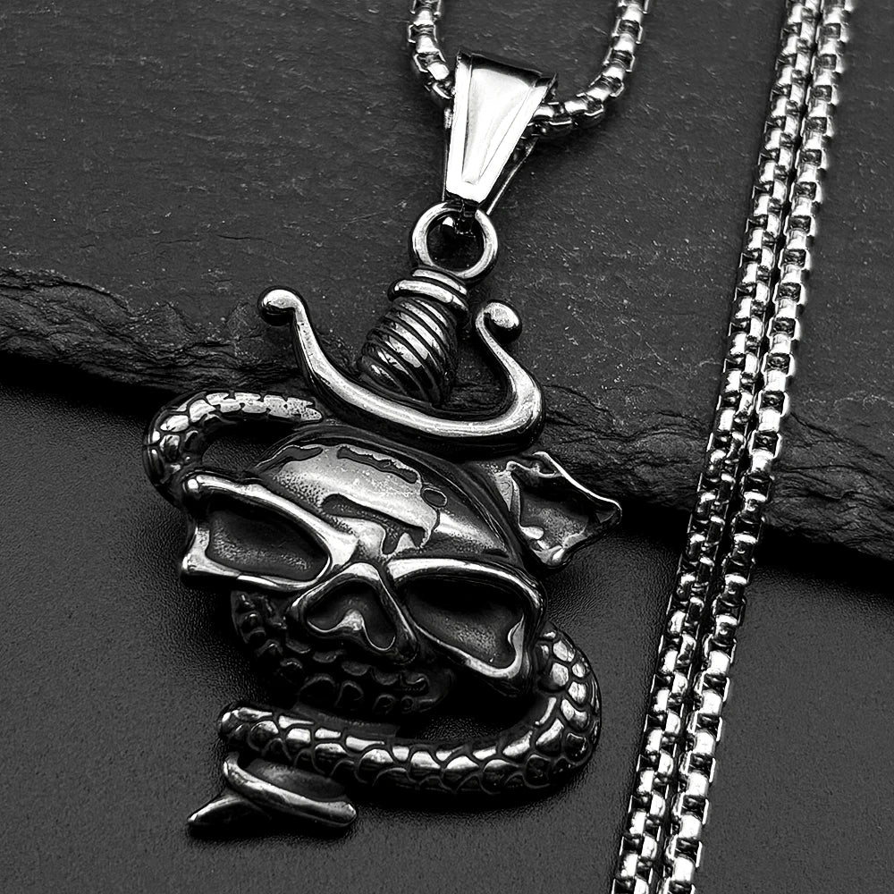 Skull Two-Tone Pendant Dark Snake Punk Party