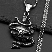 Skull Two-Tone Pendant Dark Snake Punk Party — Stainless Steel