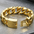 Massive Men's Stainless Steel Cuban Chain Bracelet for Man Classic 21MM Width Vacuum Plated Chunky Link Bracelets Never