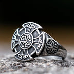 Viking Aegishjalmur Cross Ring — Stainless Steel
