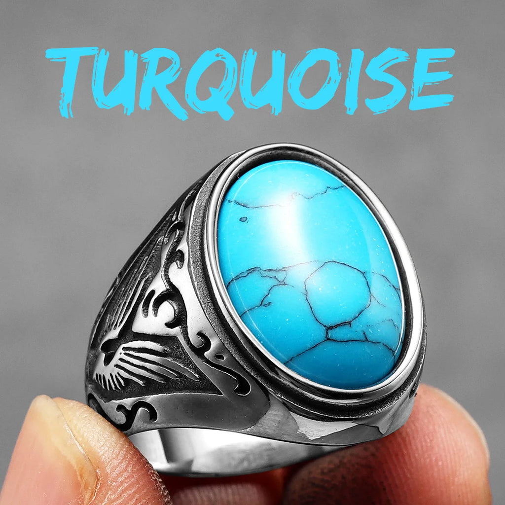 Black Turquoise Ring — Stainless Steel