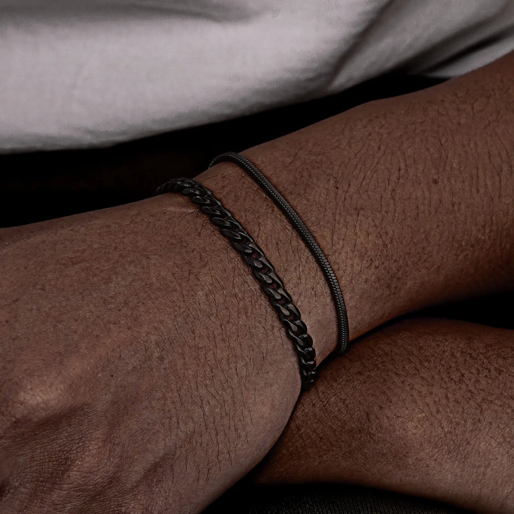 Cuban Stacked Chain Bracelet Set — Stainless Steel