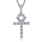 Moissanite Iced Out Cross Pendant — Silver-Tone