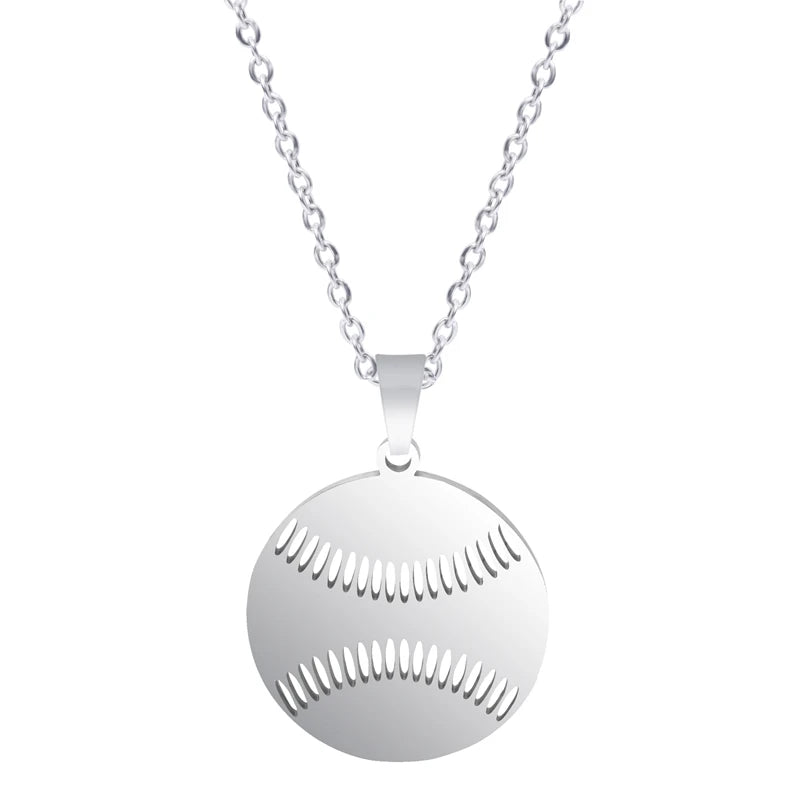 Sports Ball Charm Pendant Necklace — Steel