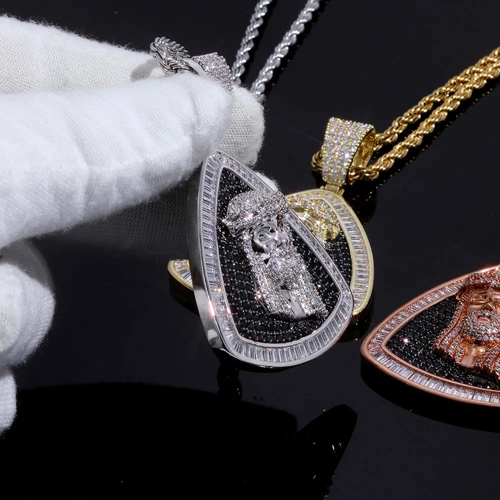 Iced Out Jesus Head Pendant Necklace CZ