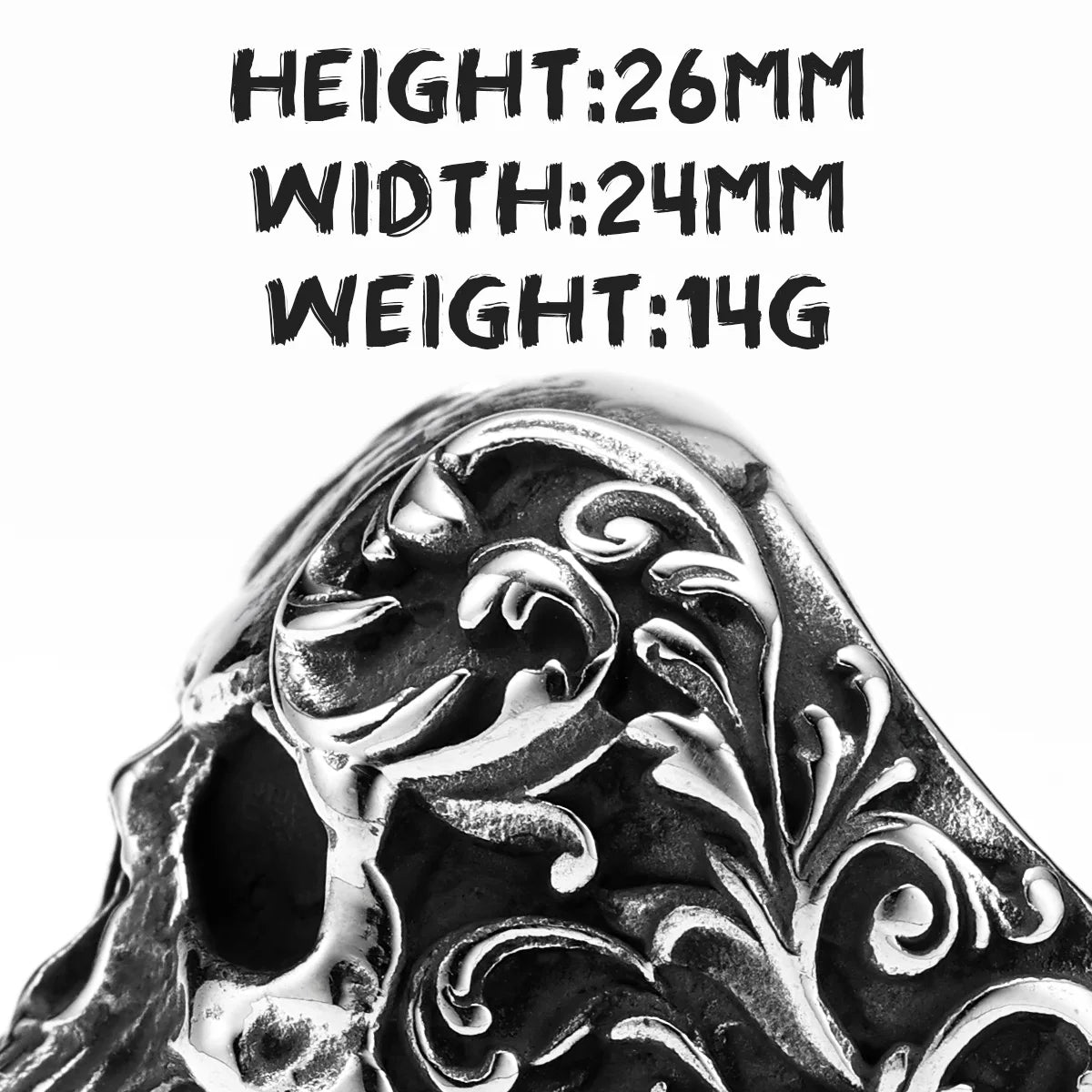 Carved Skull Ring — Stainless Steel