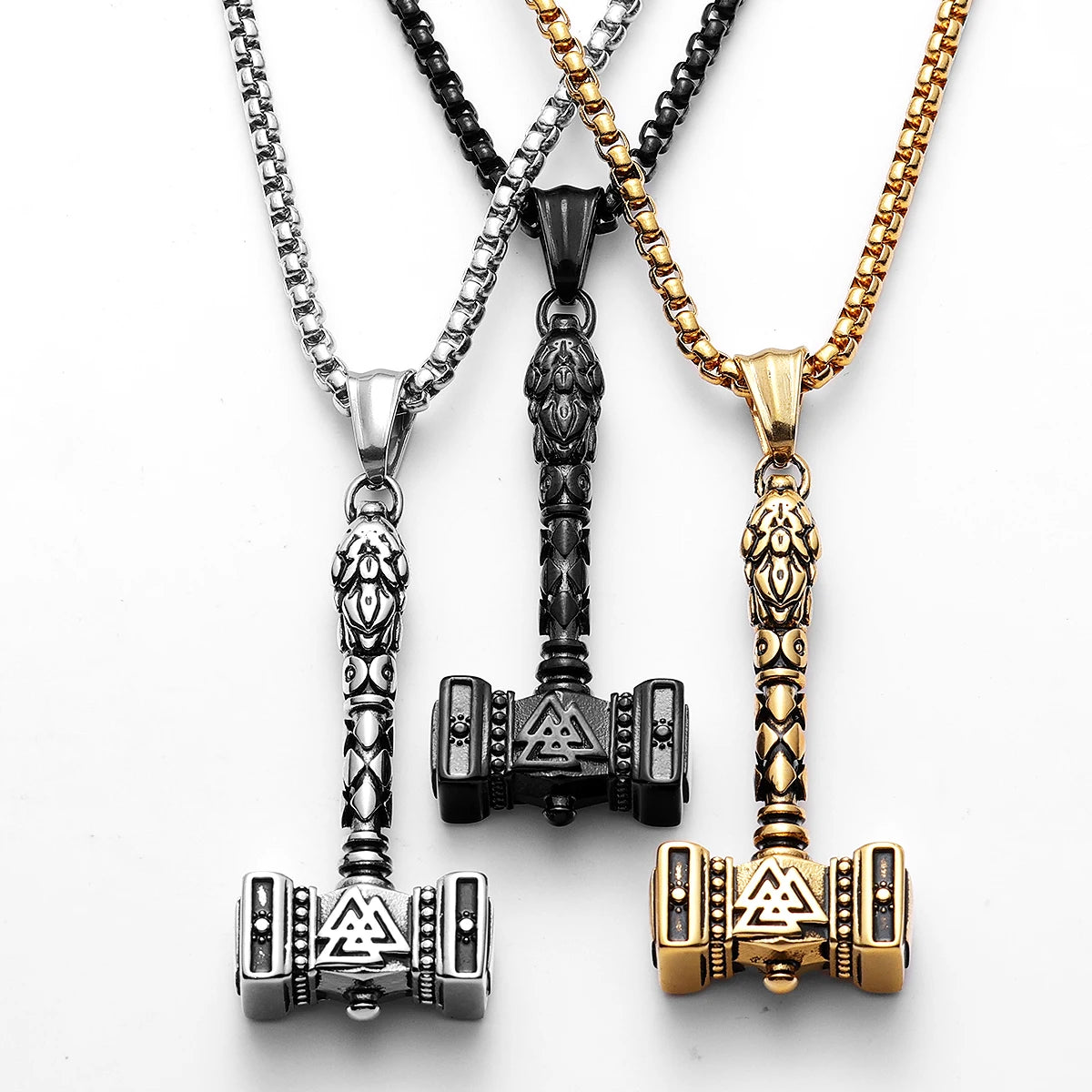 Viking Thor's Hammer Men Necklaces Stainless Steel Pendant Chain Women Punk Fashion Jewelry New In Accessories Gifts