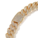 THE BLING KING 24MM Heavy Bubble Cuban Chain Necklace For Men Micro Paved Cubic Zirconia Deluxe Choker Rock Hip Hop