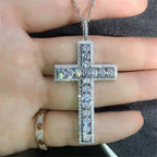 14K White Gold Lab Diamond Cross Pendant Party Wedding Pendants Necklace for Women Men Anniversary Jewelry Gift