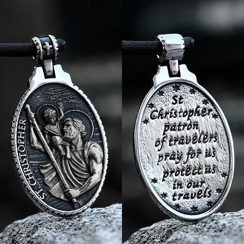 St Christopher Men's Patron Saint Of Time Travelers Archangel Michael dragon slayer st george Pendant Chain Necklace