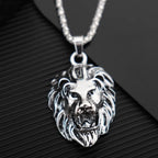 Punk Hip Hop Men Necklace Animal Lion Head Pendant Necklace New Fashion Metal Sliding Pendant Necklace Accessories