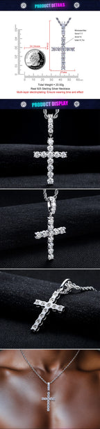 Iced Out Cross Pendant — 925 Silver