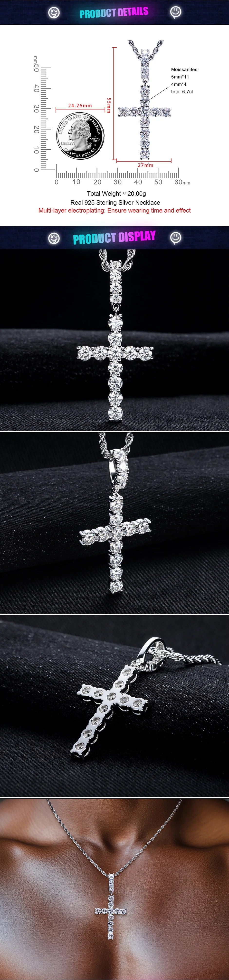 Iced Out Cross Pendant — 925 Silver