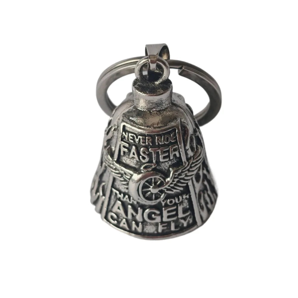 3D Design Motorcycle Guardian Bell Punk Style Wing Design Biker Good Luck Charm Alloy Retro Angel Pendant Bell Daily Wear