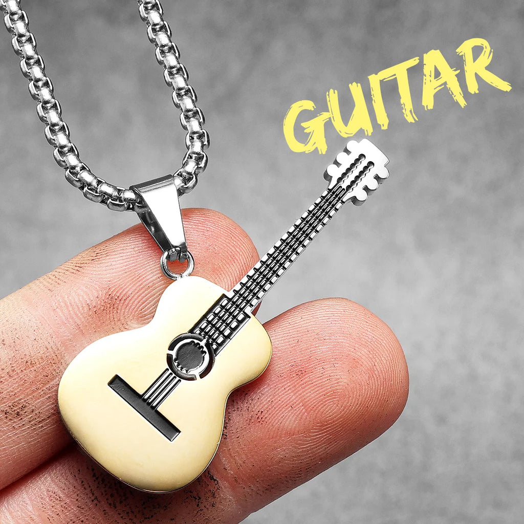Guitar Tape Pendant Necklace Stainless Steel