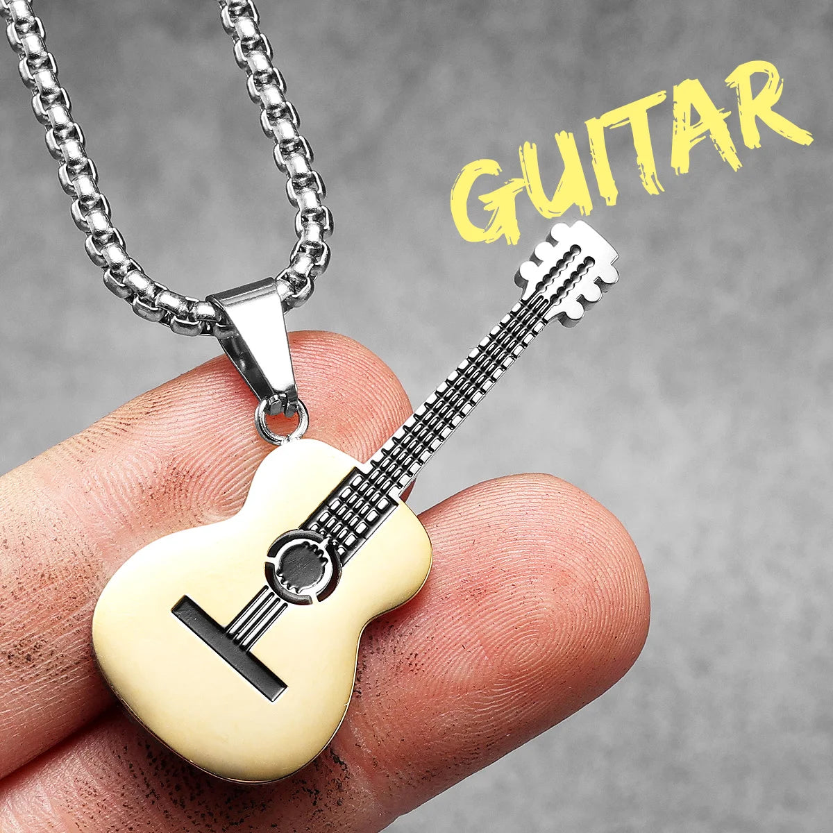 Guitar Tape Pendant Necklace Stainless Steel