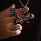 Men Vikings Ax Necklace for Man Never Fade Norse Rune Axe Thor Hammer Mjolnir Slavic Amulet Self-defense Pendant Male