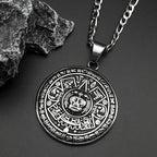 Vintage Mayan Symbol Pendant Necklace For Men Women Stainless Steel Black Ethnic Style Faith Amulet Chain Jewelry