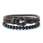 Fashion Mens Bracelet Set Lucky Thread Wrap Braclet Meditation Onyx Stone Beads Braslet Hombre Hand Accessories Fabric