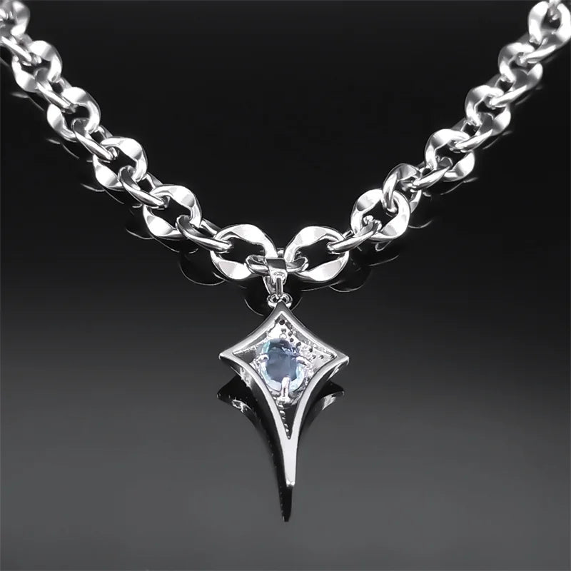 Star Steel Pendant Punk Kpop Shiny Bling Choker