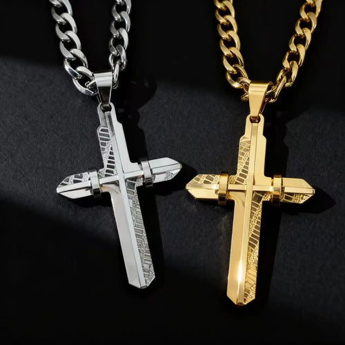 3D Cross Stainless Steel Pendant Necklace