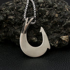 Tribal Swirl Fish Hook Stainless Steel Pendant Necklace Coastal Protective Marine Themed  Men Fishing Beach Casual Holiday Gift