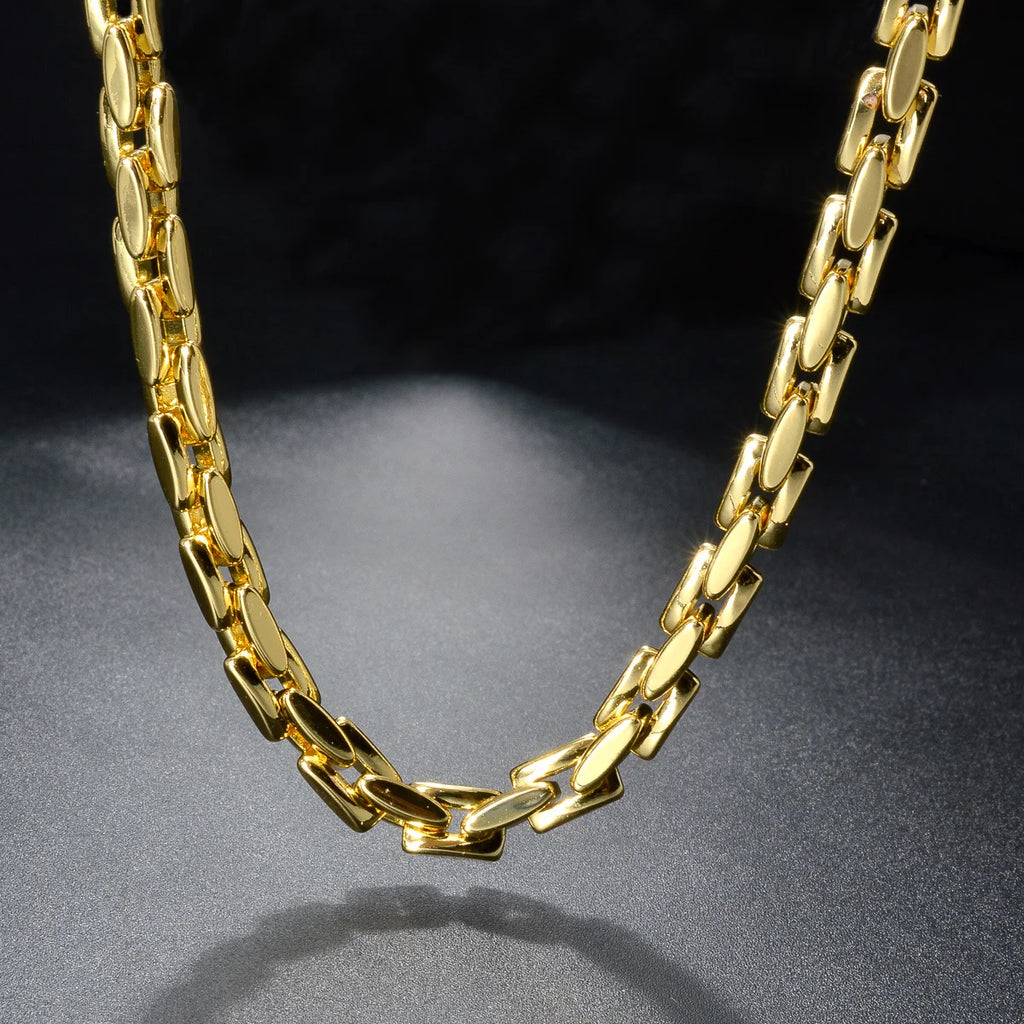Original Dubai 18k Gold Plated Men's and Women's Necklace Irregular Rectangular Weaving Hip Hop Party Jewelry Gifts