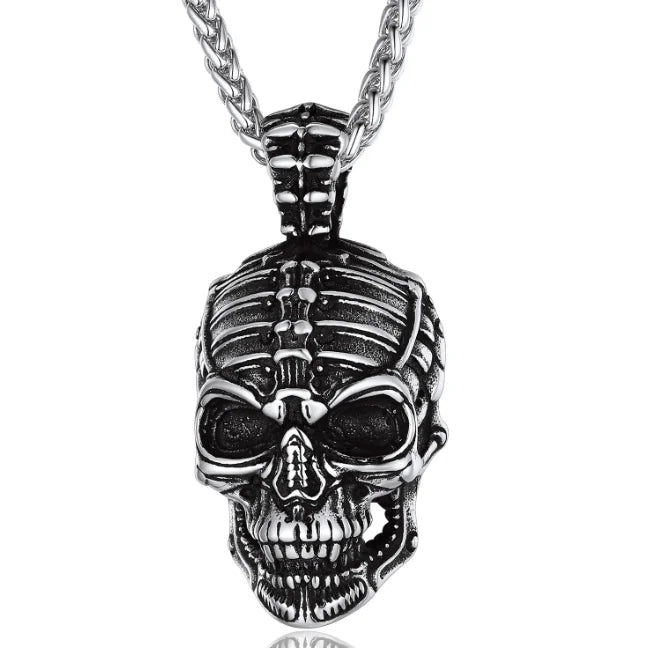Skull Pendant Necklace — Stainless Steel Gothic