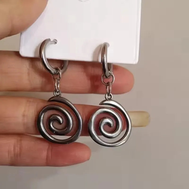 Swirl Hoop Earrings — Stainless Steel