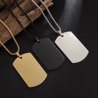 Hip Hop Military Style Stainless Steel Dog Tag Pendant Necklace for Men Women Gold Plated Personalized Id Card Name