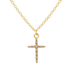 Personality Trend Silver Color Zircon Cross Pendant Necklace for Women Charm Shiny Crystal Chokers Jewelry Gift