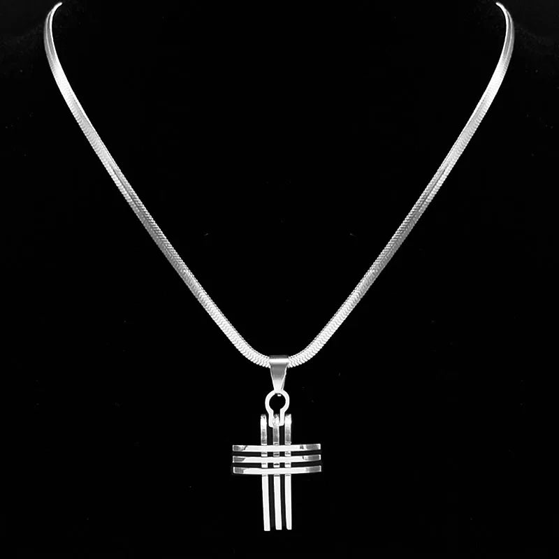 Cross Snake Steel Pendant Novelty Trinity Stereo