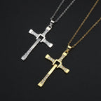 Cross Pendant Rope Chain Necklace Stainless Steel