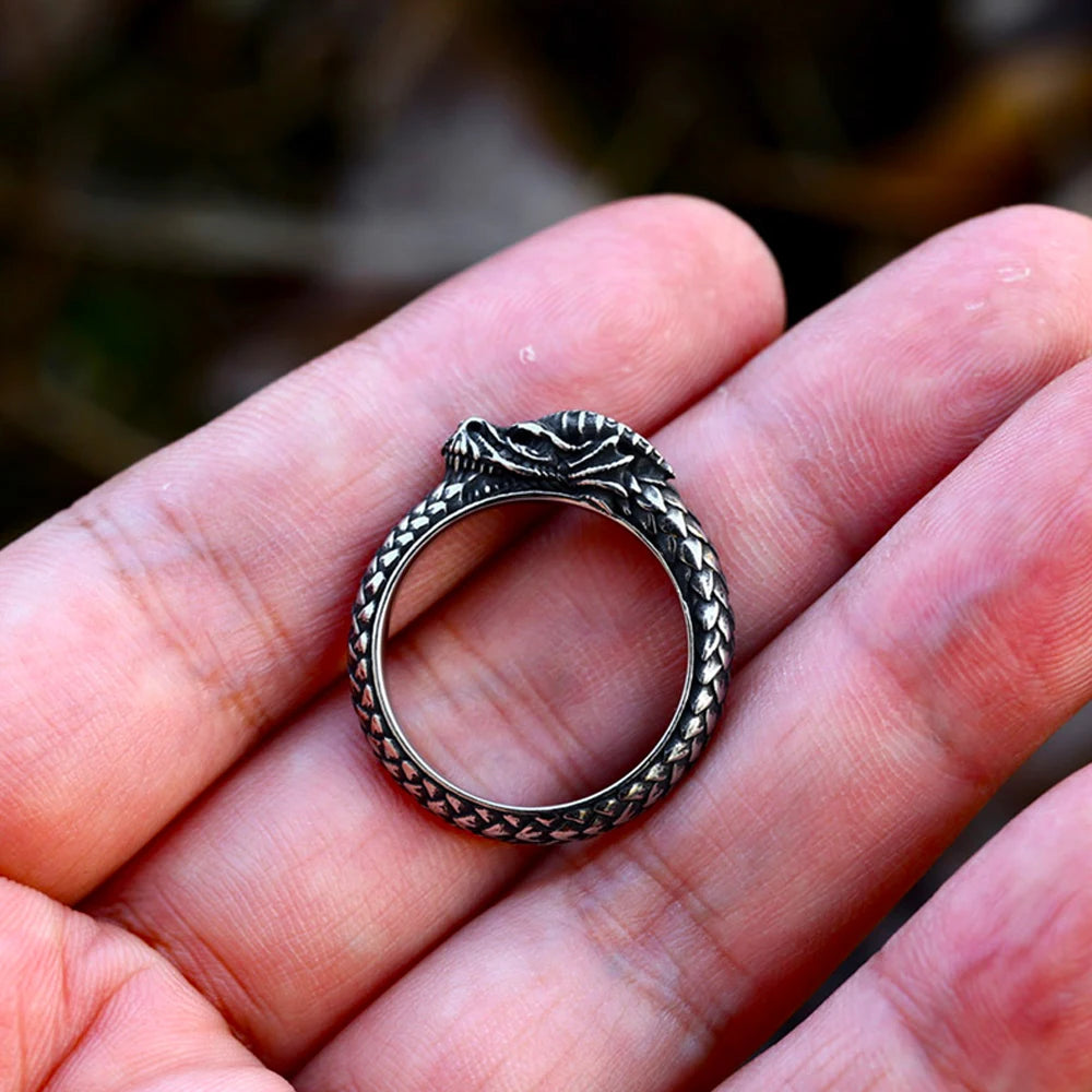 Viking Ouroboros Snake Ring — Stainless Steel